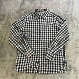 The North Face Button Down Shirt Large Black White Gingham Plaid Long Sleeve
